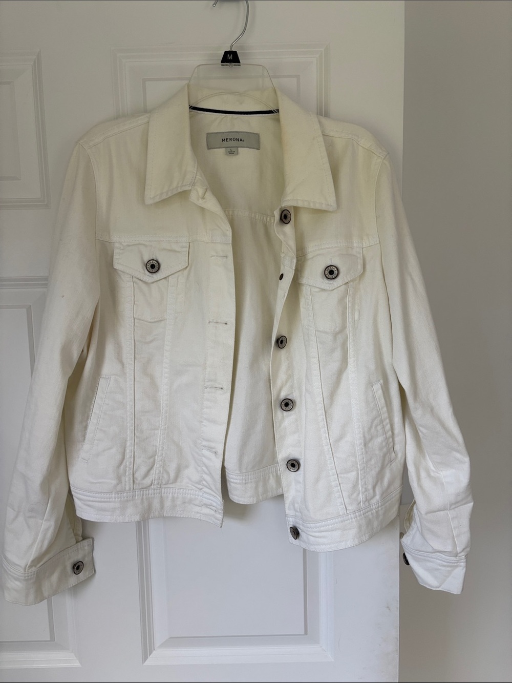 Merona Cream White Denim Jacket with Button Front